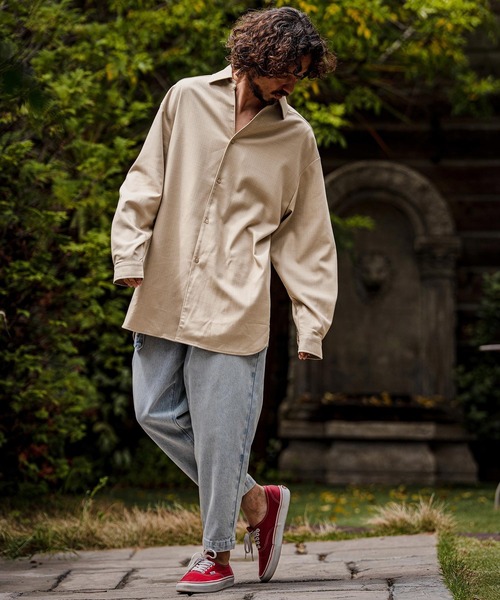 シャツ ms6538-Slub Yarn Monogram Shirts セミロングシャツ(A72026cmb) メンズの画像