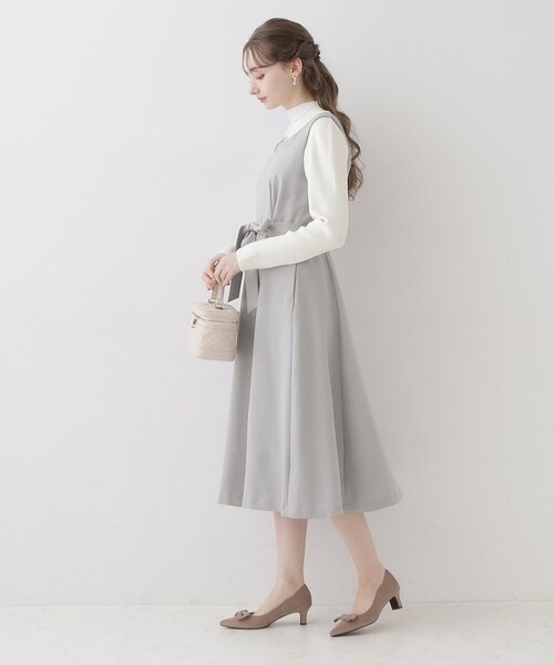 「couture brooch」 ノースリーブワンピース 38 ダークグレー レディース_画像3