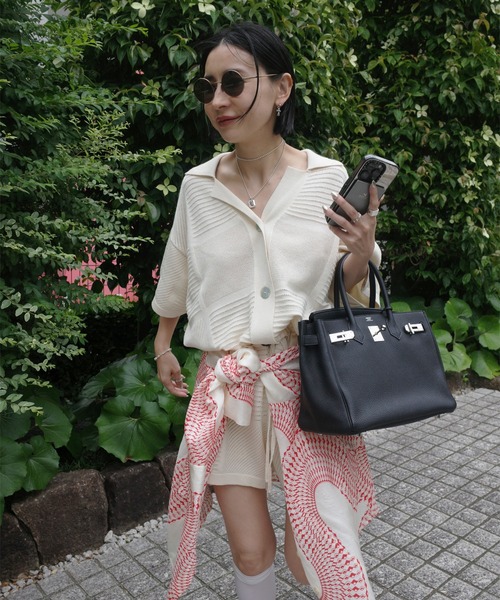 Ameri（アメリ） オールインワン MEDI MESH PATCHWORK KNIT ROMPERS