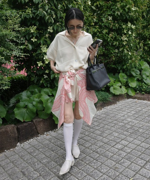 Ameri（アメリ） オールインワン MEDI MESH PATCHWORK KNIT ROMPERS