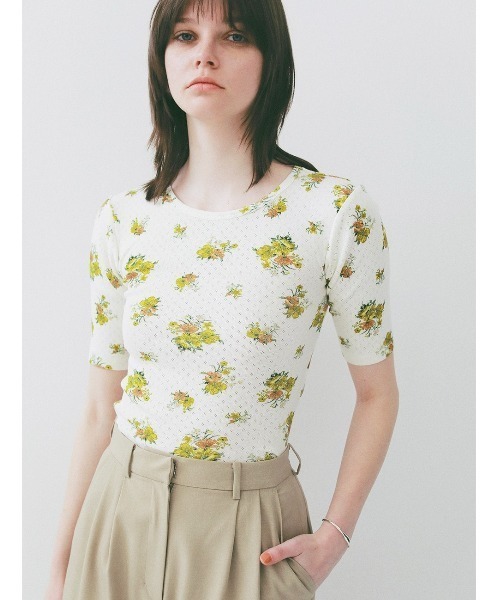 CLANE（クラネ） tシャツ CLANE/クラネ/BACK OPEN FLOWER TOPS