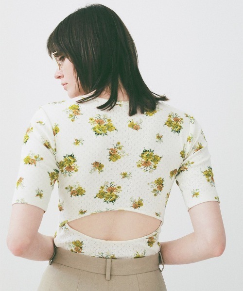 CLANE（クラネ） tシャツ CLANE/クラネ/BACK OPEN FLOWER TOPS