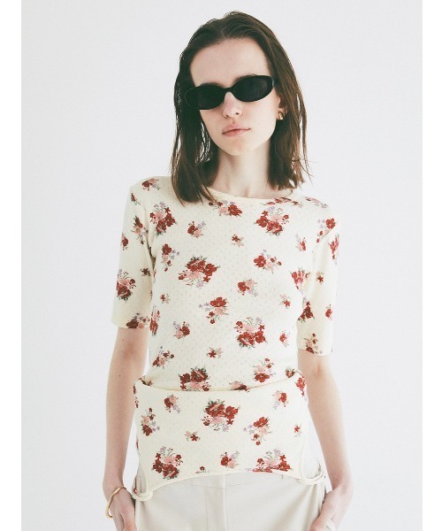 CLANE（クラネ） tシャツ CLANE/クラネ/BACK OPEN FLOWER TOPS
