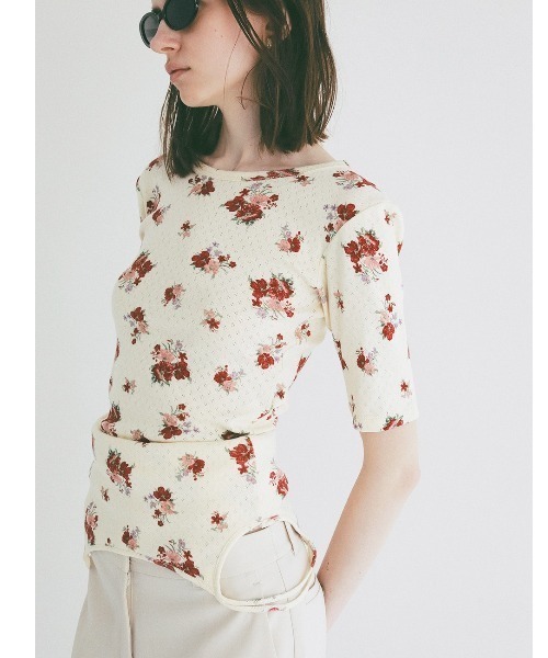 m*♡様 ★未使用・タグ付き★ CLANE トップス CLANE（クラネ） tシャツ CLANE/クラネ/BACK OPEN FLOWER TOPS