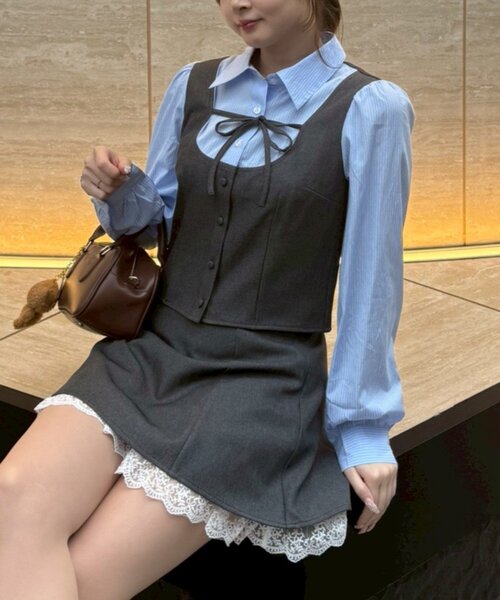 「continuer de NICE CLAUP」 長袖ブラウス FREE チャコールグレー レディース_画像4