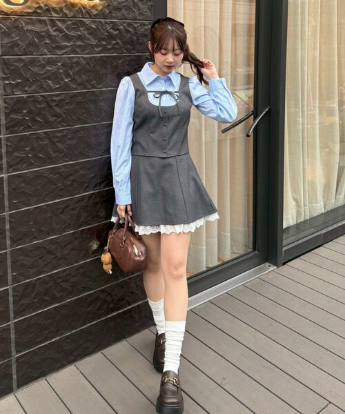 「continuer de NICE CLAUP」 長袖ブラウス FREE チャコールグレー レディース_画像6