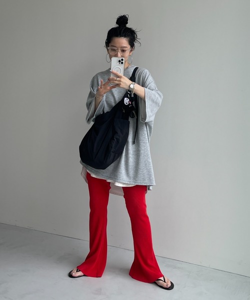 「wee9s」 半袖Tシャツ FREE レッド レディース_画像5
