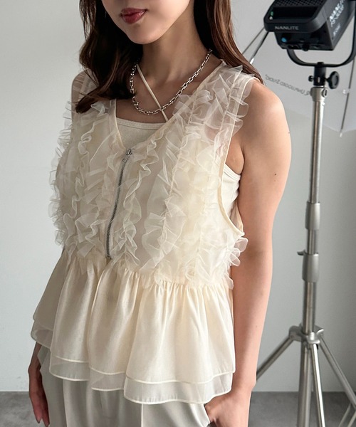 「apres jour mignon」 ノースリーブブラウス X-LARGE グリーン系その他 レディース_画像2