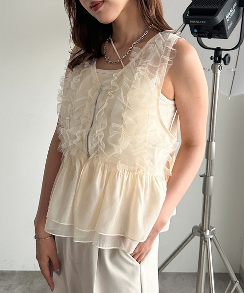 「apres jour mignon」 ノースリーブブラウス X-LARGE グリーン系その他 レディース_画像4