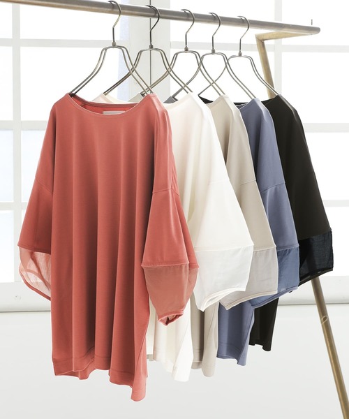 「n'OrLABEL」 7分袖カットソー 1 グレイッシュベージュ レディース_画像4