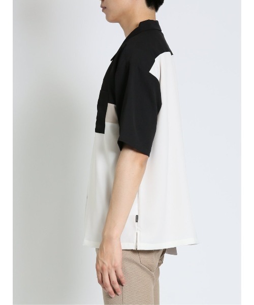 m.f.editorial シャツ 三段切替 オープンカラー半袖シャツ