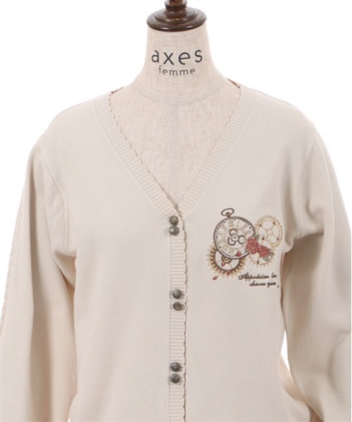 【在庫処分大特価!!】 axes femme 時計×歯車刺繍ニットカーディガン カーディガン トップス