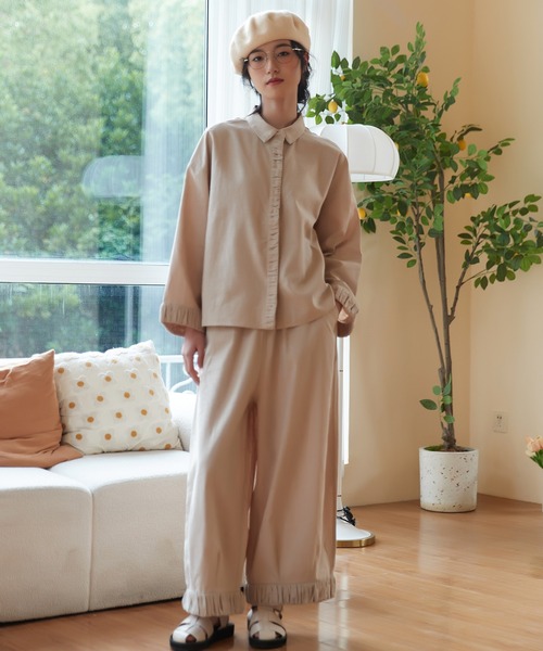 オンワンズオン On One's Own リネンコットンキャンプカラー半袖ボタンシャツ （NAVY） KNNC316・リネンコットンキャンプカラー半袖ボタンシャツ綿麻混