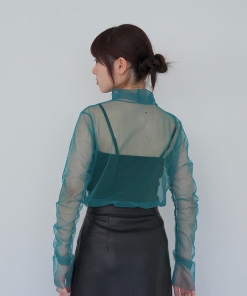 Uenui tシャツ シアー メッシュ タートルネック トップス