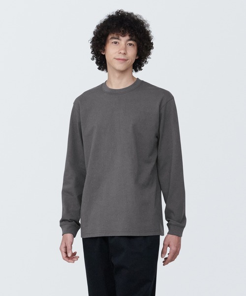 無印良品（MUJI） tシャツ 紳士 洗いざらし太番手クルーネック長袖T