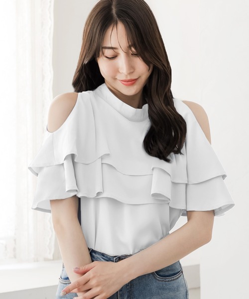 Julia Boutique tシャツ 2wayフリル肩あきブラウス/24013