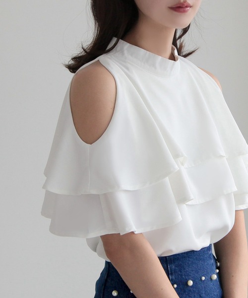 Julia Boutique tシャツ 2wayフリル肩あきブラウス/24013