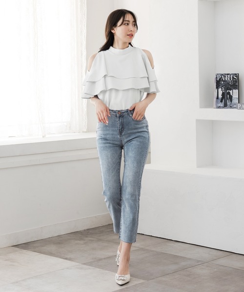Julia Boutique tシャツ 2wayフリル肩あきブラウス/24013