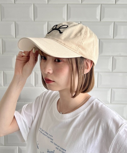 【セール】 Loueme キャップ レディース リボン刺繍キャップ 帽子 帽子