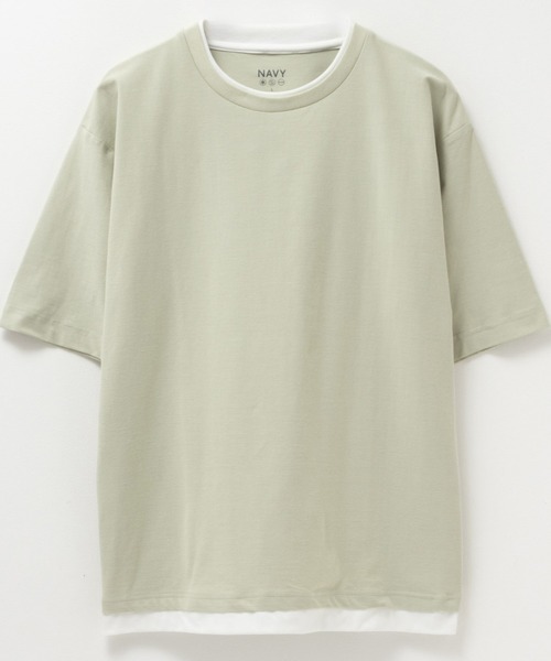 någonsstans レイヤード Tシャツ Mサイズ ネイビー レイヤード ミジンボーダー 天竺Tシャツ(11612554-2024