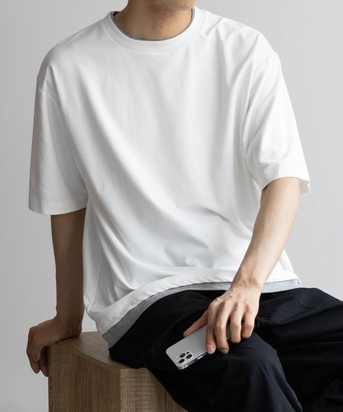 någonsstans レイヤード Tシャツ Mサイズ ネイビー 楽天市場】レイヤード（カラーネイビー）（Tシャツ・カットソー