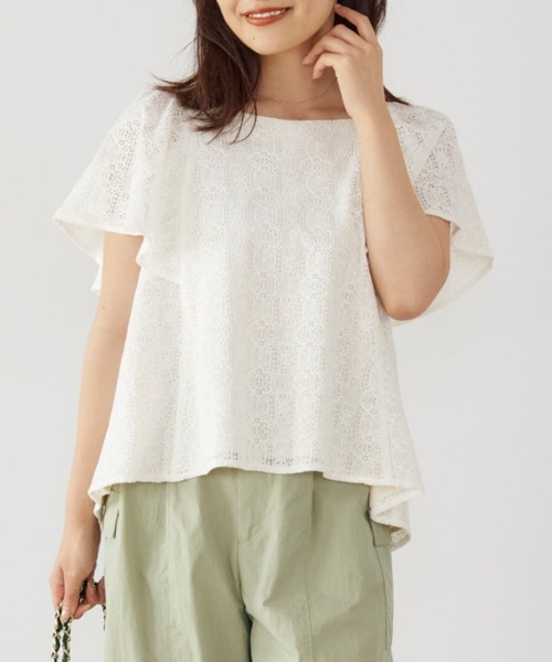 コヒナ COHINA バックリボンレースチュニックブラウス COHINA（コヒナ） ブラウス シャツ バックリボンレースチュニック