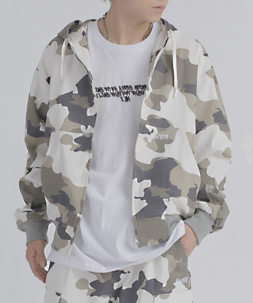 RE730 パーカー カモフラージュビッグシルエットワークパーカー 迷彩