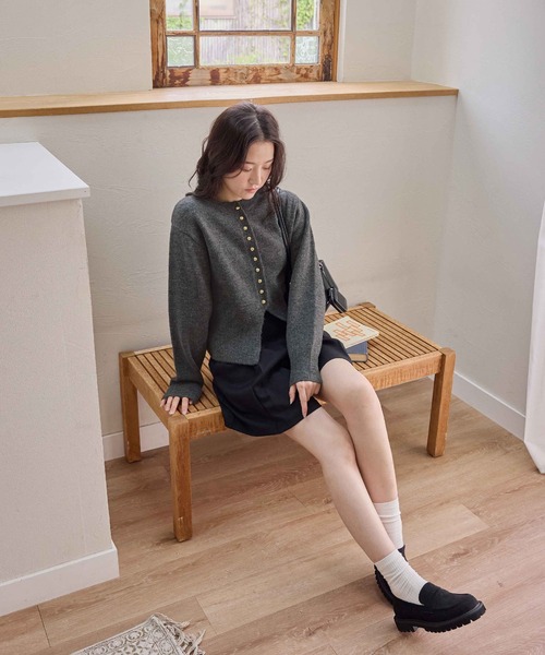 Droite ＊ゴールドボタン＊カーディガン＊大人カジュアル　新品タグ付 カーディガン 「新色追加」ゴールドボタンカーディガン レディース