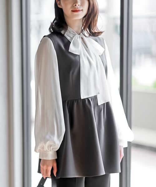 r・p・s ベスト ジレ フロントジップペプラムジレ レディース