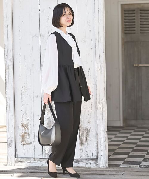 r・p・s ベスト ジレ フロントジップペプラムジレ レディース