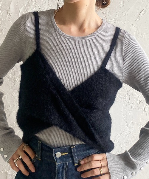 ベスト シャギーニットキャミソール レディース