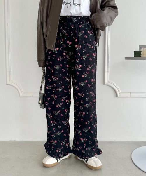 √nuage パンツ 裾フリル小花柄パンツ レディース : ZOZOTOWN