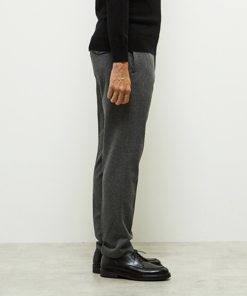[新品未使用]定価5万caruso ワンプリーツ ウールスラックス カーキ 46 MEN'S MELROSE スラックス ウールテクスチャージャージ