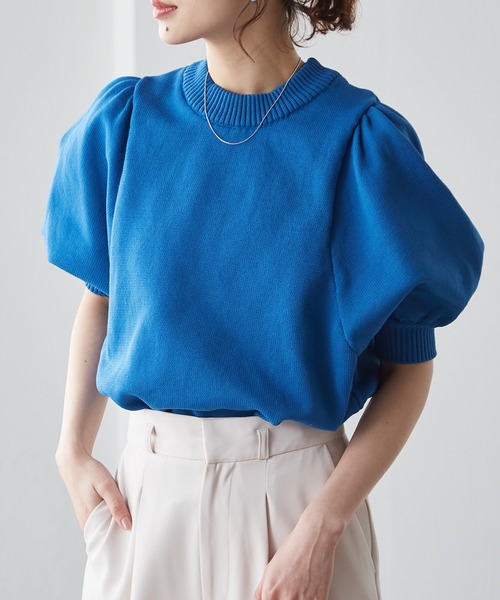 チャコット　バランス　半袖ニット　トップス　パフスリーブ パフスリーブ半袖ニットトップス【宅配便】 | すべての商品 | BASEMENT