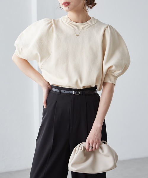 RANAN（ラナン） ニット セーター スポンディッシュパフスリーブ半袖