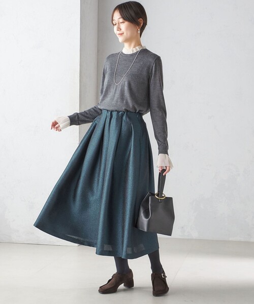 オーガンジー プリーツ ハイゲージ ニット SHIPS シップス SHIPS（シップス） ニット セーター 「手洗い可能」オーガンジー