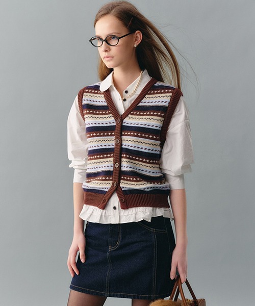 フェアアイル柄ニットベスト（色：マルチカラー）のおすすめ人気商品