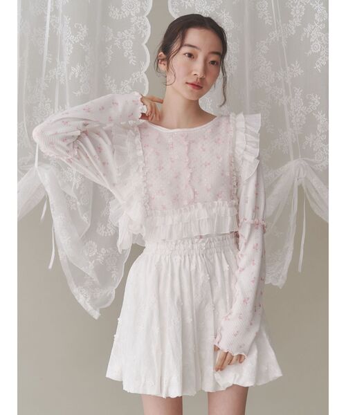 merry jenny（メリージェニー） tシャツ flowerパフスリーブtops