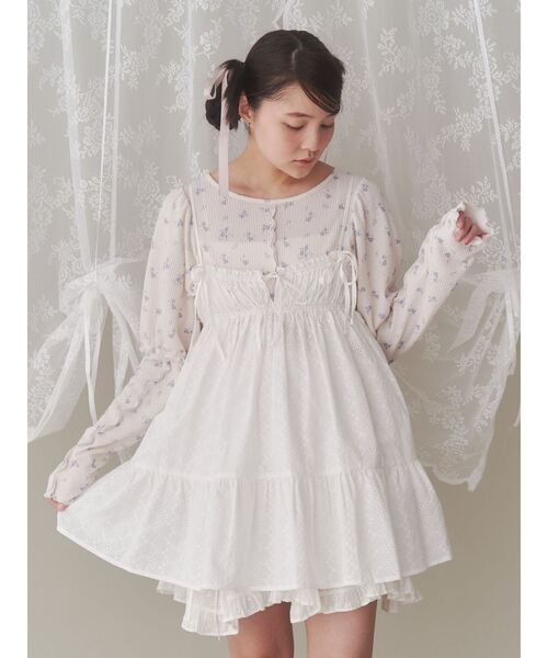 merry jenny（メリージェニー） tシャツ flowerパフスリーブtops