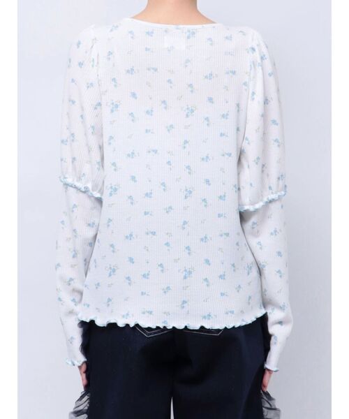merry jenny tシャツ flowerパフスリーブtops レディース