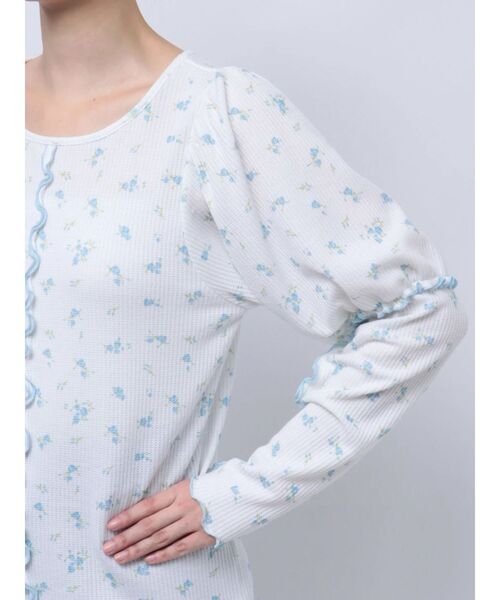 merry jenny tシャツ flowerパフスリーブtops レディース