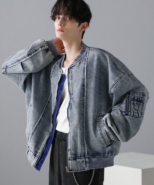 ASTRONOMY ma1 ma-1 フリンジ切替ヘビーウェイトデニムMA-1 メンズ