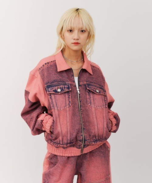 atmos girls コート アウター atmos pink Denim Docking Jacket