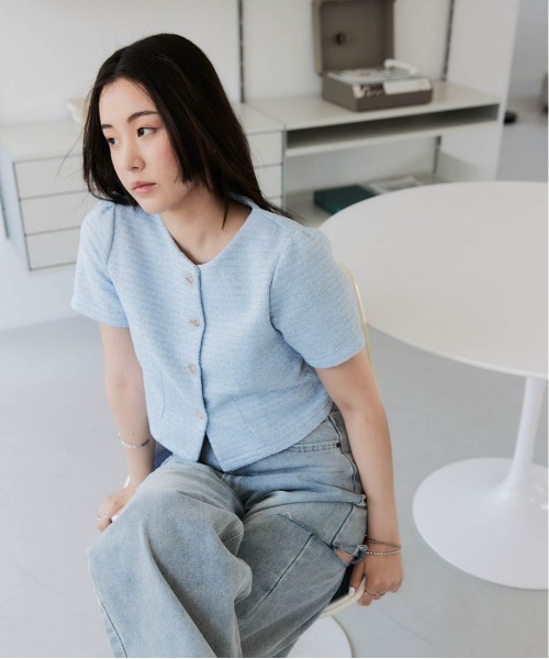 「solleim」 ツイードジャケット M ブラック レディース_画像9