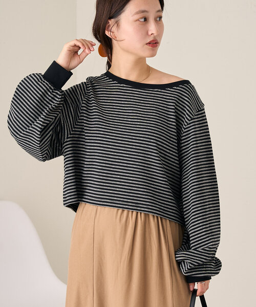 Kastane（カスタネ） tシャツ B ルーズボーダーロンTee レディース