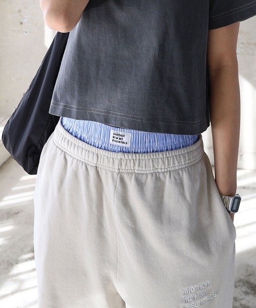 ANME パンツ ストライプイージーショートパンツ レディース