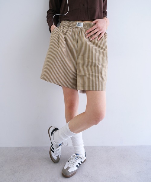 ANME ワイドパンツ パンツ 「新色追加」ストライプイージーショート
