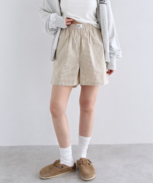 ANME ワイドパンツ パンツ 「新色追加」ストライプイージーショート