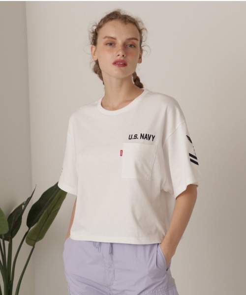 tシャツ NAVAL POCKET SHORT T-SHIRT/ネイバルポケット ショートティーシャツ レディース