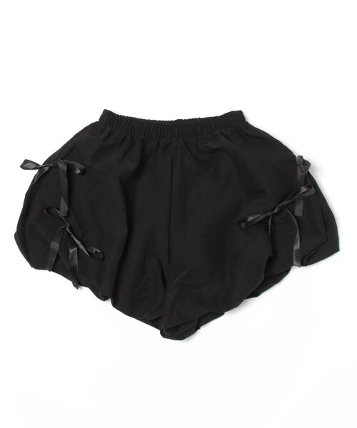リボン付き黒ショートパンツ THE HITSS パンツ Y2K リボン付き スカート風 バルーン ショート